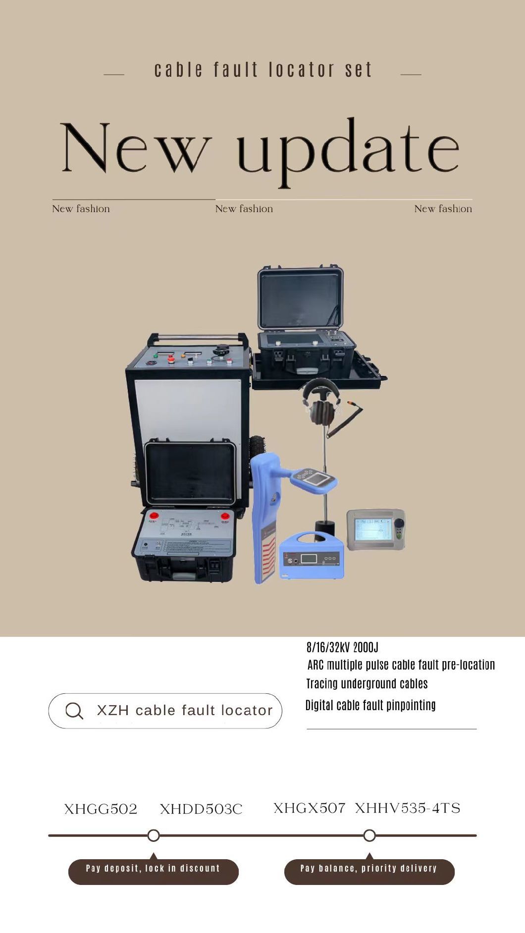 Portable High Voltage 8/16/32kv 2000j Underground Cable Fault Locator Set