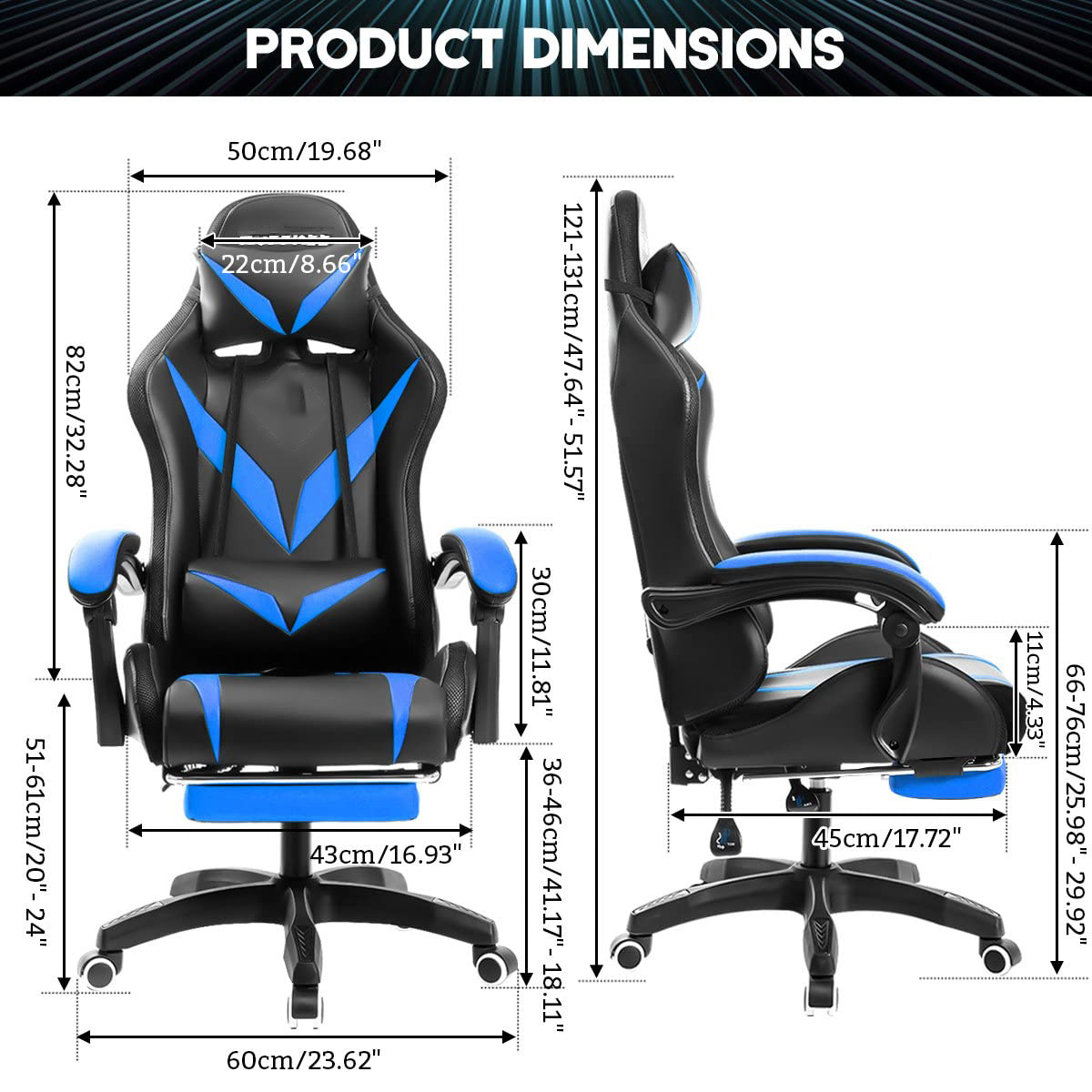 Polyvinyl Chloride Frame Material RGB Gaming Chair with Massage and Led Lights Perfect