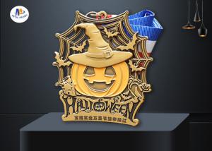 Quality Halloween Medal In Antique Brass / Silver With Plain Woven Ribbon wholesale