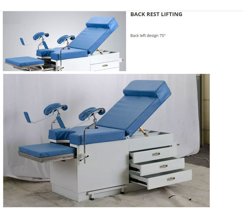 Clinic Gynecological Obstetric Examination Table With Drawers OEM