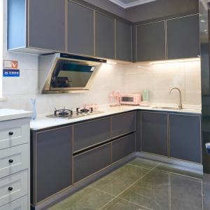 Quality Melamine Board Villa 16mm Luxury Kitchen Cabinet With Quartz wholesale