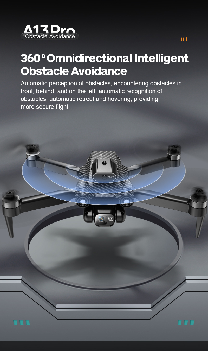 A13 Mini Drone 4k Dual Camera Obstacle Avoidance Optical Flow Foldable Wifi Brushless Motor Dron Quadcopter Toy Foldable