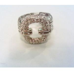 Quality (R-78) Fashion Jewelry Silver Plated Square Pave Clear Cubic Zircon Ring wholesale