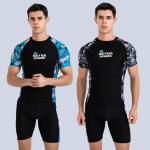 Sports 2 Piece Mens Swimsuit Skin Friendly Printing Stitching Two Piece Swimsuit