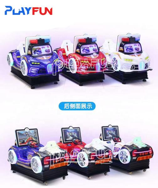Cheap Police car fiber glass 3D interactive racing game kiddie rides for sale