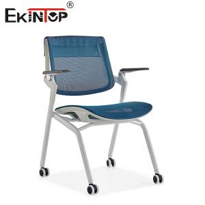Quality Blue And Gray Training Room Chair With Wheels Foldable wholesale