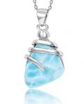 Bohemian 925 Sterling Silver Larimar Starfish Pendant Necklace 18inch