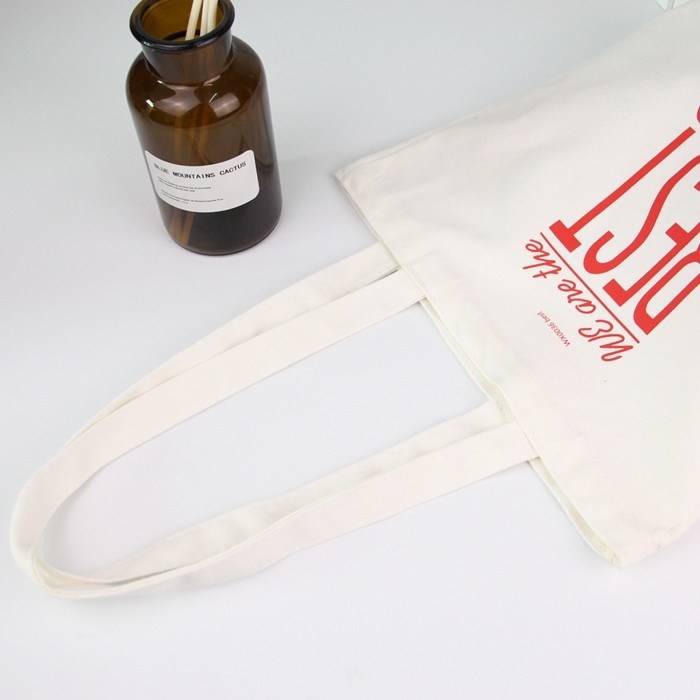 Promotional Blank White 100% Cotton Printed Reusable Shopping Bags With Handles