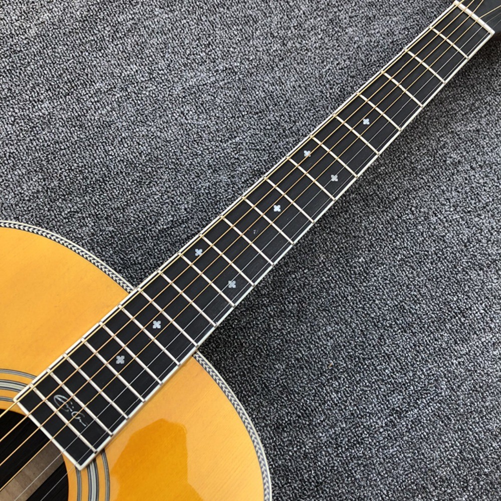 Custom Solid Spruce Top GOM28S Acoustic Electric Guitar 2020 New Yellow Color Rosewood Back and Side Acoustic Guitar EQ