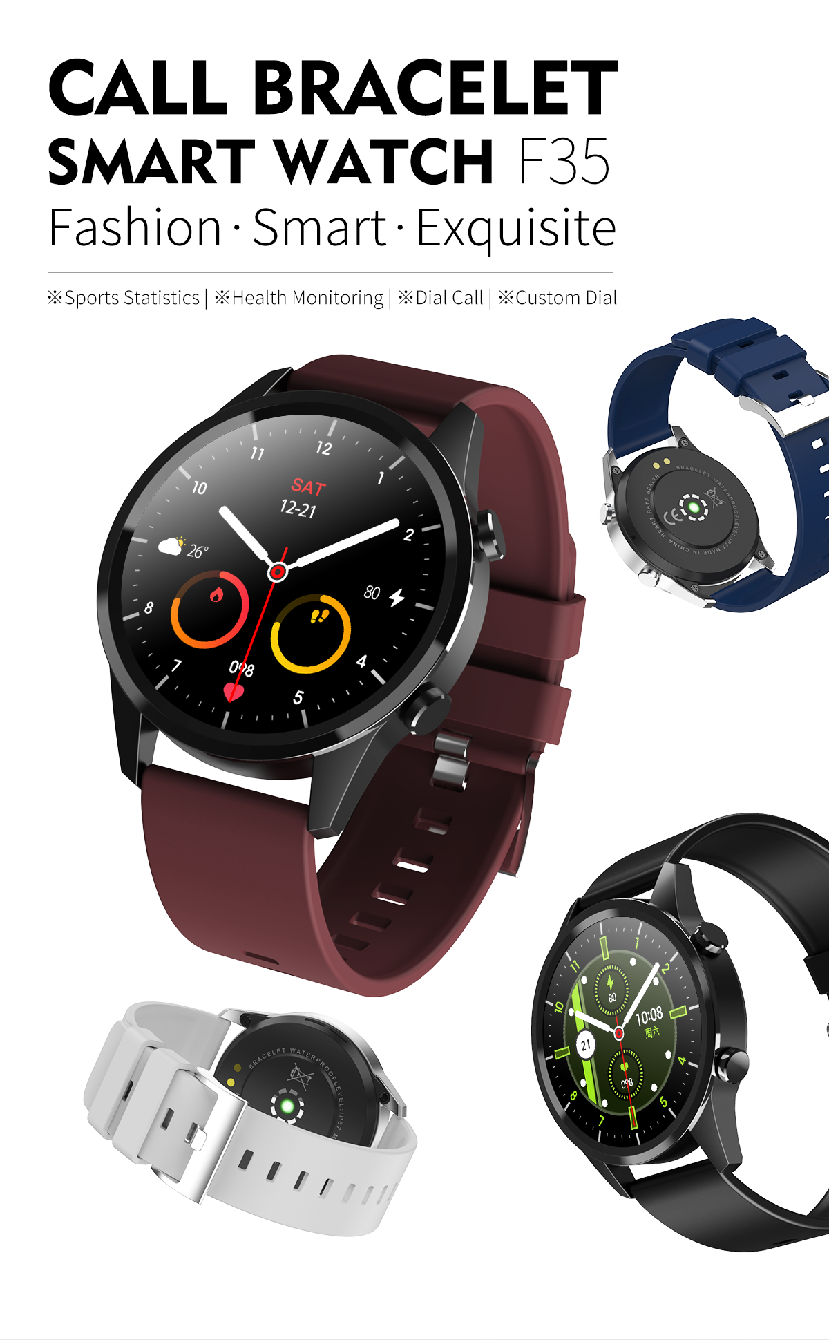 HL35 Smartwatch Customized Waterproof Sports Multi Functional For Huwei Heart Rate Monitor F35