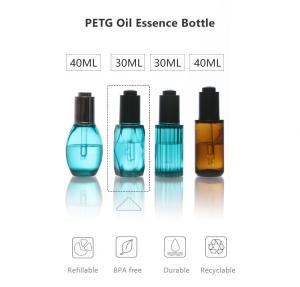 Quality 30ml Essential Oil Bottles , Ellipse Peacock Blue Plastic Cosmetic Bottles wholesale