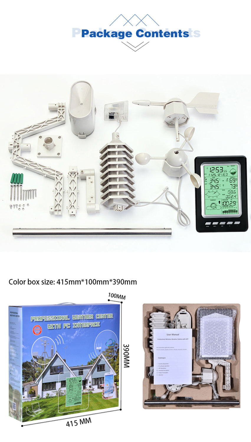 Home Solar Weather Station With Professional Anemometer And WiFi Forecast