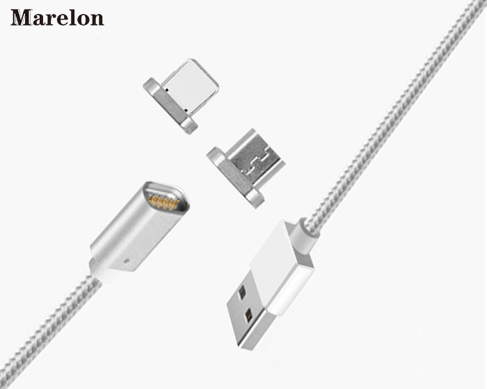 Fast Charging Magnetic USB Data Cable Micro 8 pin USB Cable for Iphone / Xiaomi