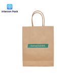 Shaped CMYK Printed Kraft Paper Bags With Handles And Logo Brown Color