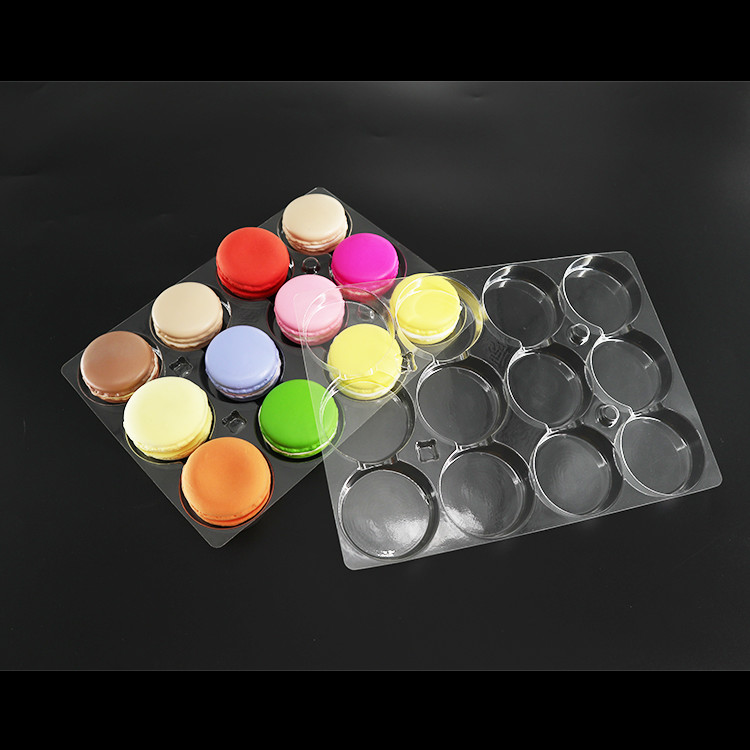 12 Pcs Plastic Macaron Containers Rectangle Hygiene And Safety With Lid