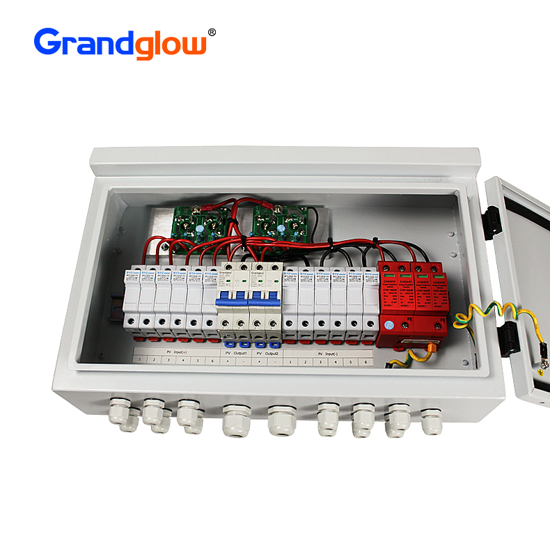 SURGE PROTECTION 1000V 15A 6 STRING PV DC COMBINER BOX FOR SOLAR POWER SYSTEM 6in2out