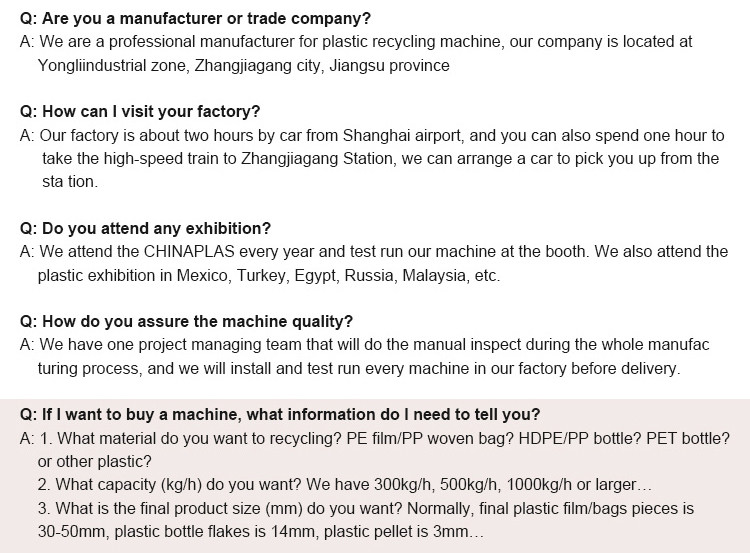 Rigid Pet Scrap Recycling Plastic Bottle Washing Plant