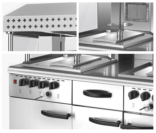 Durable Vertical Kebab Machine Stainless Steel Toaster With Cabinet  Gas Double Shawarma Vertical Meat Grill