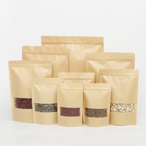 Quality Flat Zipper Frosted Window 550g Kraft Paper Pouches wholesale