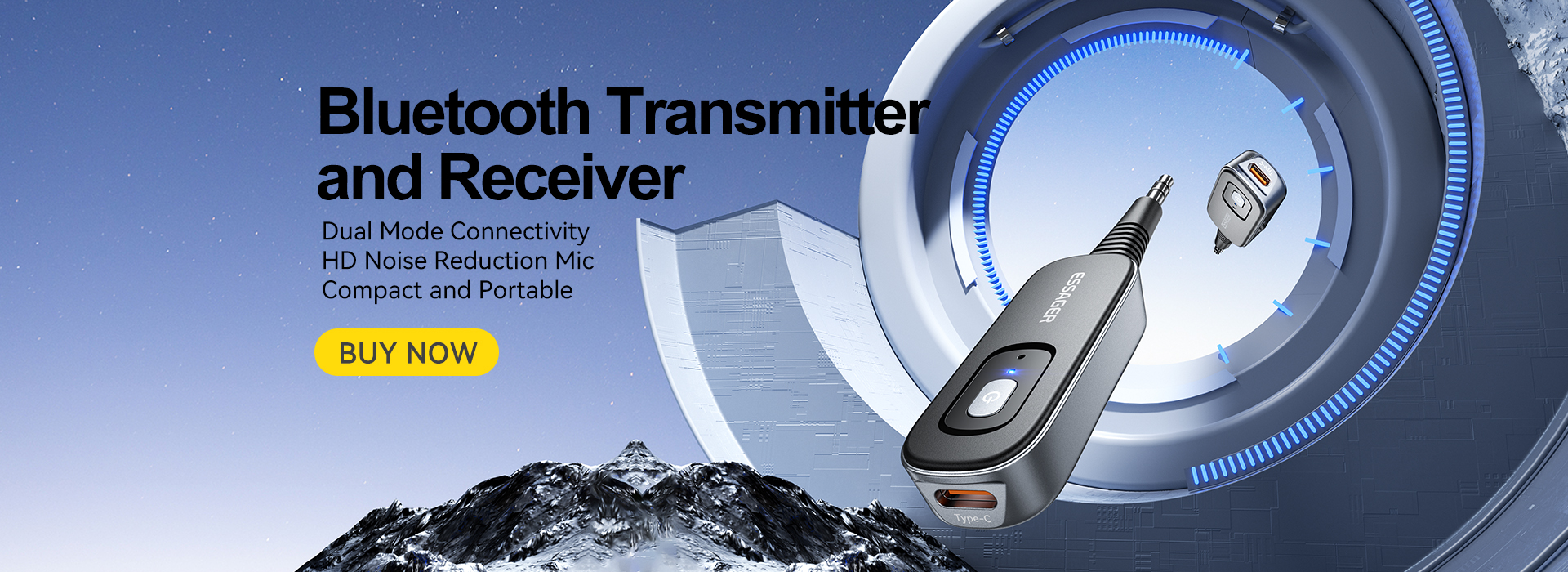 ESSAGER ES-BT10 Built in Battery Jack Aux 3.5mm to Bluetooth Transmitter Receiver