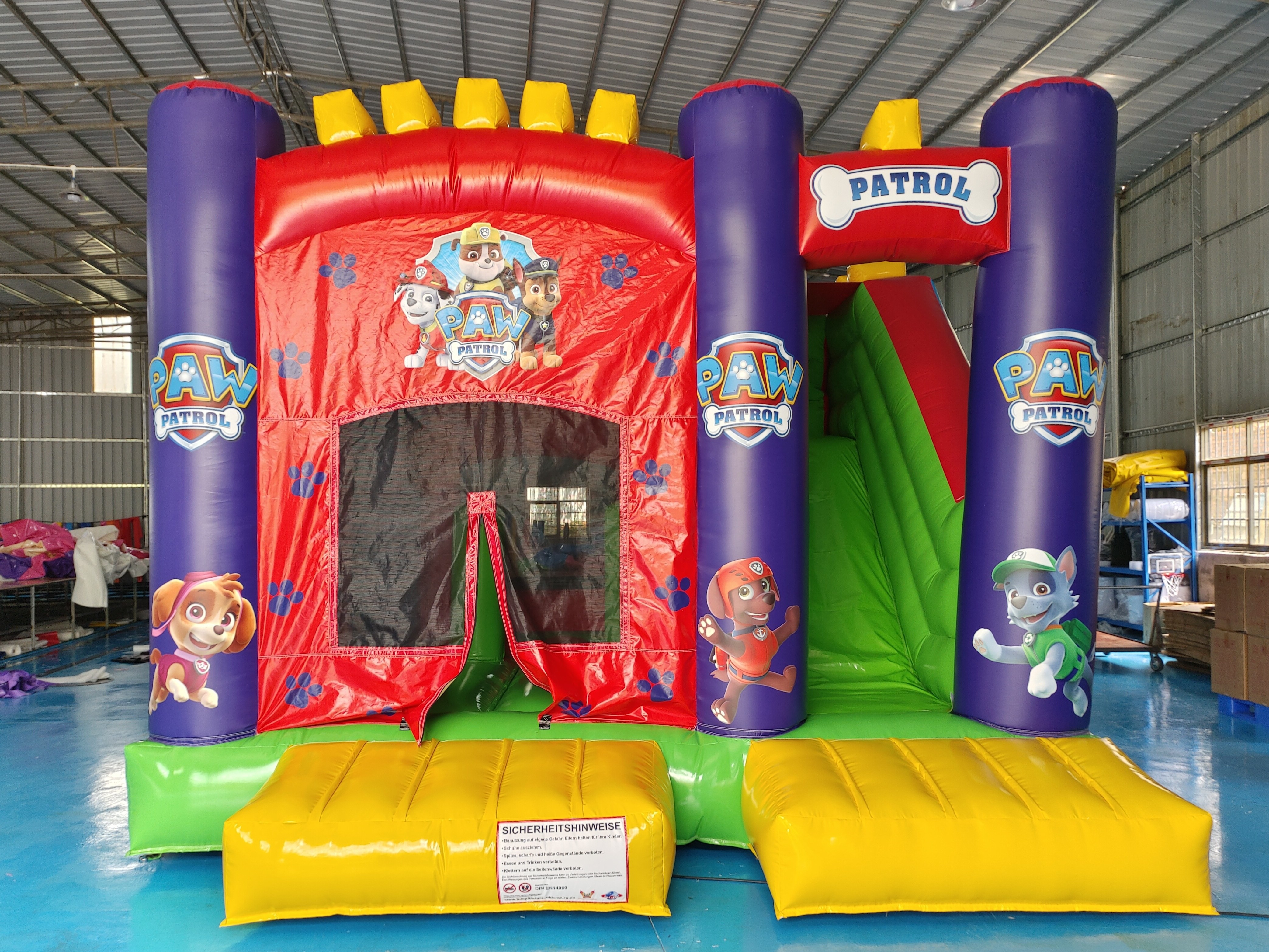 Funny Party Playground Inflatable Games Patrol Cartoon Inflatable Bouncy House With Slide Inflatable Combo For Kids