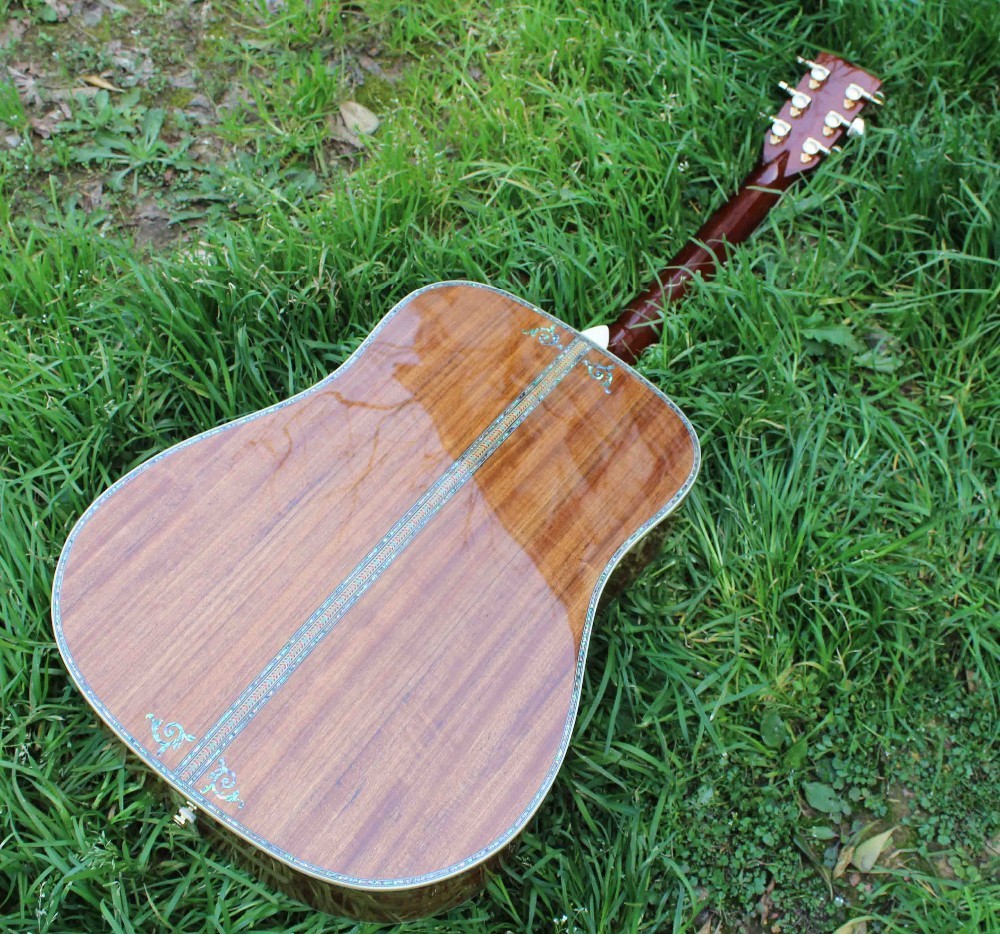 2020 New Handmade Cutaway Deluxe KOA Acoustic guitar solid koa wood with 100% all abalone inlay electric acoustic guitar