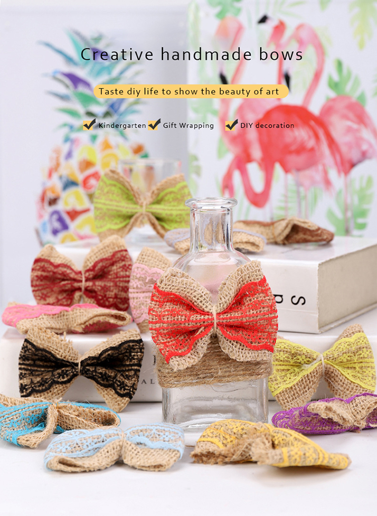 Factory Direct Handmade Diy Lace Bow New Clothing Accessories Color Linen Flower Can Be Customized