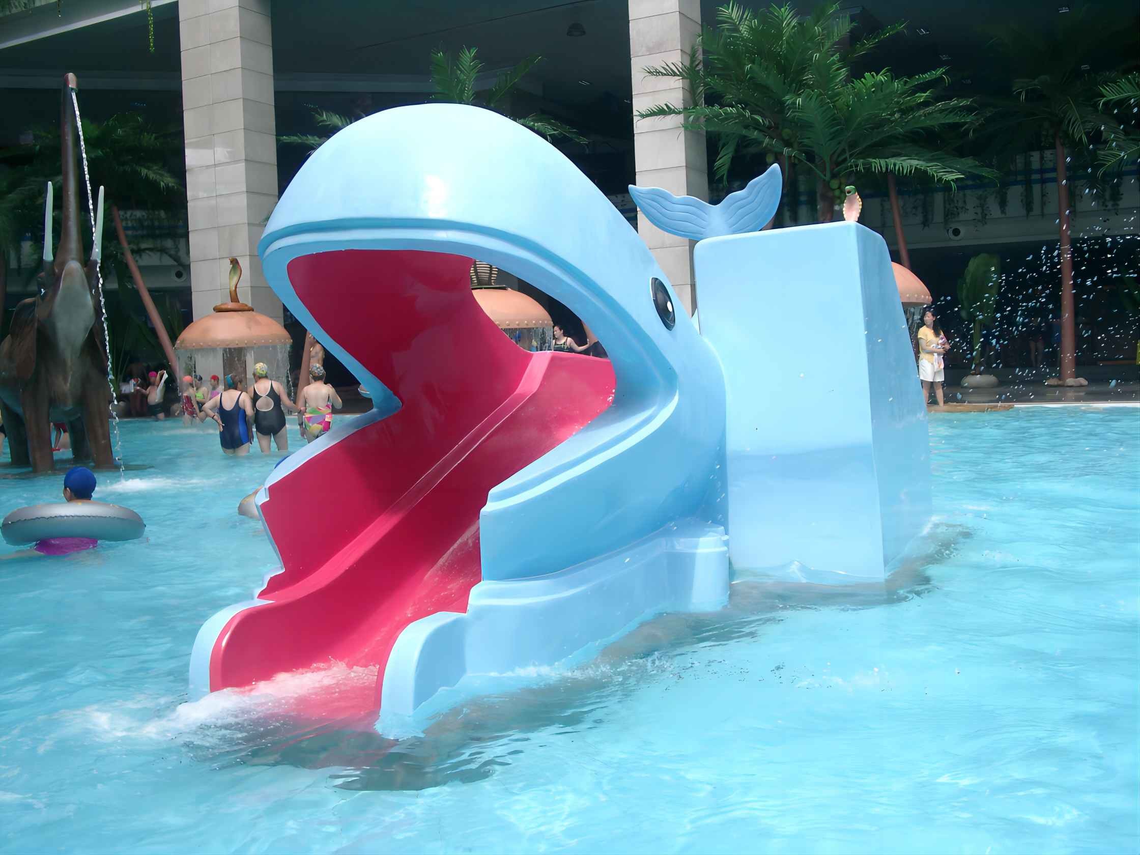 Outside Water Pool Slides Water Park Whales Cartoon Shape Kids Pool Water Slides for Kids Water Park
