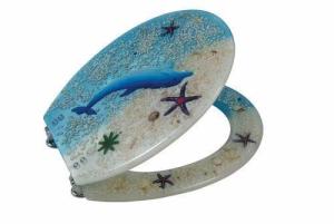 Quality sealife polyresin decorate sanitary ware toilet seat with zinc hinge,round toilet seat,elongated toilet seat wholesale
