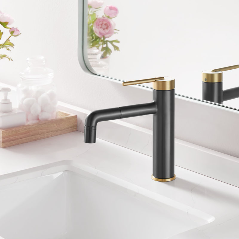 Matte Black Single Handle Bathroom Basin Faucet 50mm Contemporary