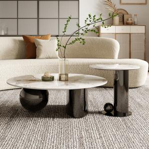Quality Marble Top Circle Combination Coffee Table Elliptic Shape For Apartment wholesale