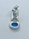 925 Greek Key Round Dangle Blue Lab Created Opal Earrings 3.9 Grams Estate
