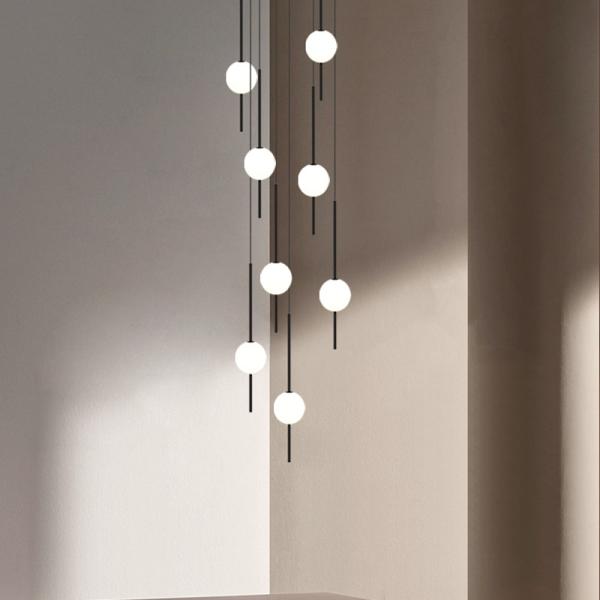 Modern Gloss Stair Chandelier Restaurant Indoor Home Living Room Ball Chandelier