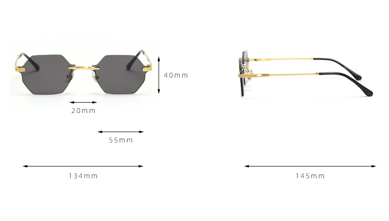 UV400 Stylish Polarized Sunglasses Elegant Irregular Lens Women Rimless