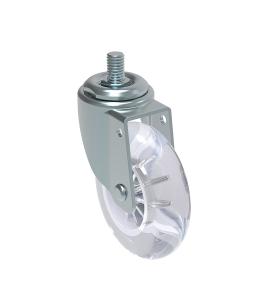 Quality 1.5 inch transparent wheel white caster pu caster wheel stem casters wholesale