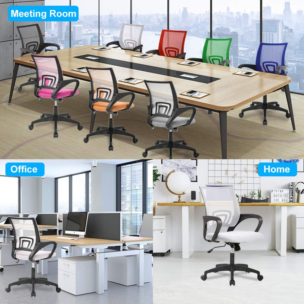 ALINUNU White Mesh Executive Chair with Lumbar Support and Butterfly Mechanism