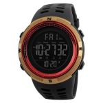 Mens PU Led Waterproof Digital Watch 49mm Led Stainless Steel Back