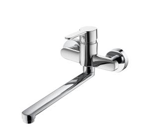 Quality 291mm Length Wall Mount Kitchen Sink Faucet Zinc Lever Kitchen Swivel Tap wholesale