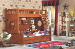 Quality solid wood bunk bed with pulled bed wholesale