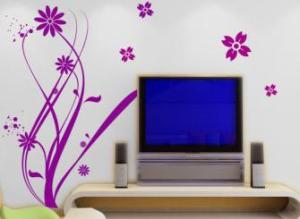 Quality Purple Antique Computer designed Flower Wall Sticker F110 wholesale