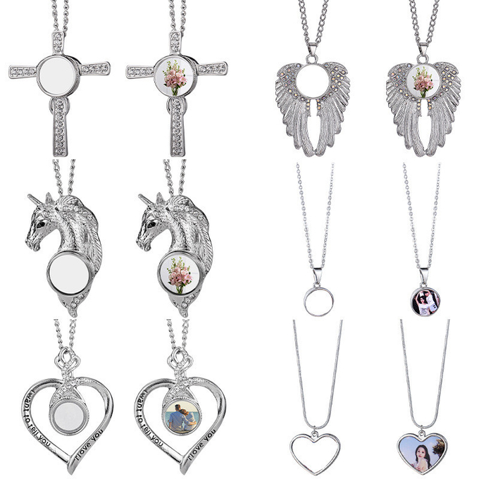 Sublimation Blanks Heart Button Necklace Sublimation Products For Valentine'S Day