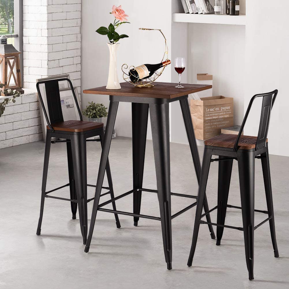 Industrial Vintage Bar Stools With Backs / Commercial Metal Bar Stools