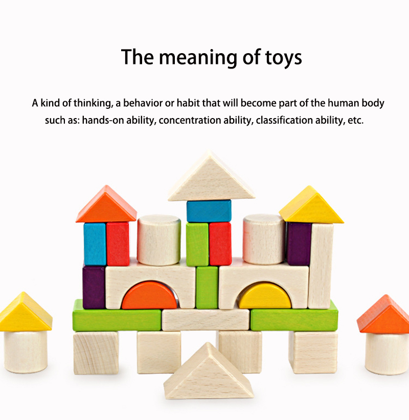 Big 15cm Castle Wooden Building Blocks Toy Stacking 30 Pieces