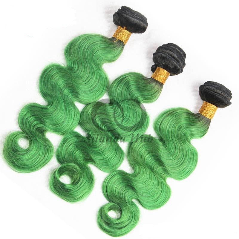 #T1B/Green Body Wave Remy Human Hair Bundles Sew In Weave Bundles Brazilian Bundle Deals