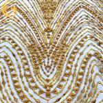Shiny Sequins Embroidered Mesh Lace / Golden Bead Lace 80% Nylon