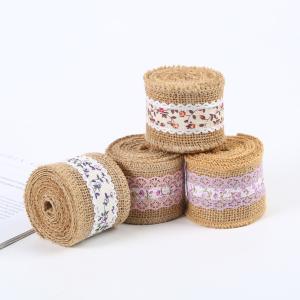 Quality 6.5cm Jute Burlap Ribbon Plain Satin Woven Edges 10 Yards Eco Friendly wholesale
