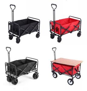 Quality Sturdy Green 4 Wheel Hand Push Garden Wagon Tool Cart with 260KGS Weight Capacity wholesale