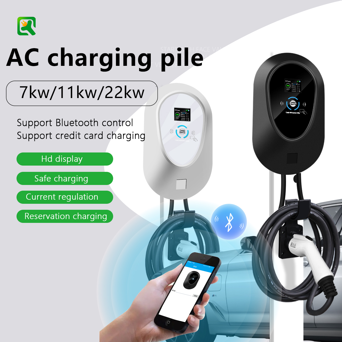 GBT Wall Charger for Home Wall Box 7/11/22kw EV Charging Station Operate 380v