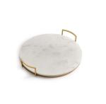 Metal Handles 12 Inches Marble Stone Tray For Home And Restaurant