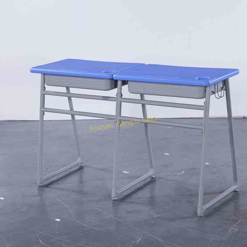 Grey Color Student Desk And Chair Set / Classroom Desk And Chair